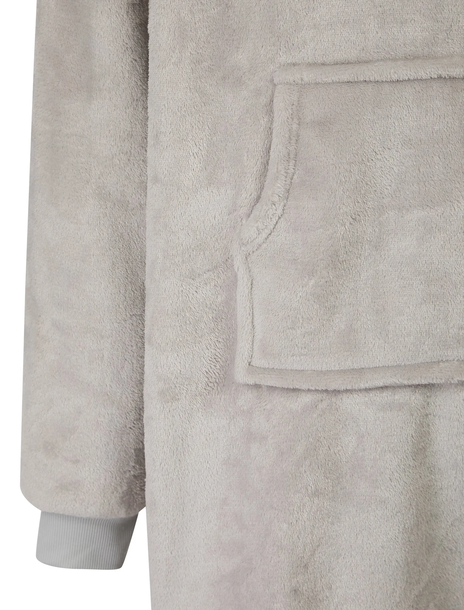 Adult Snuggling Soft Fleece Borg Lined Oversized Hooded Blanket with Pocket in Light Grey Marl - Tokyo Laundry
