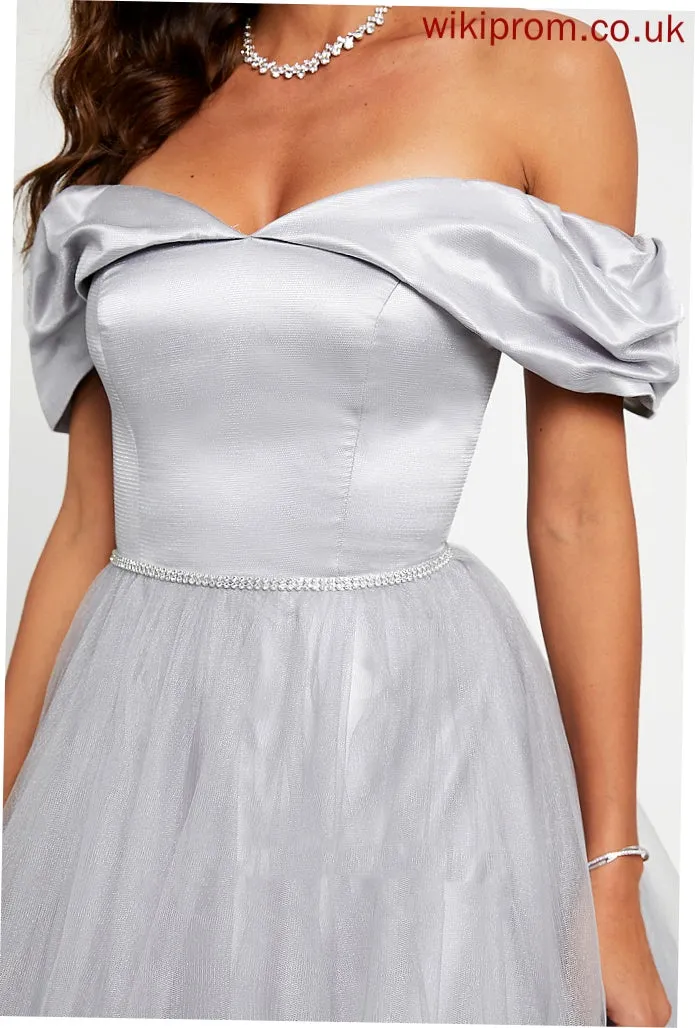 Aliana Train Prom Dresses Sweep Satin Tulle Ball-Gown/Princess Off-the-Shoulder
