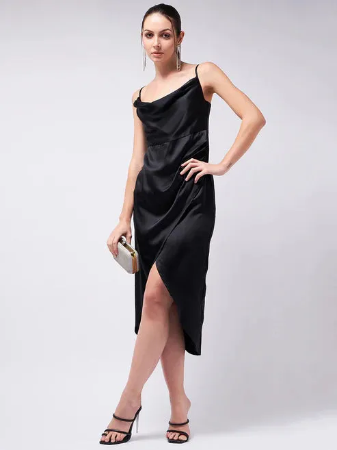 Black Satin Sheath Dress