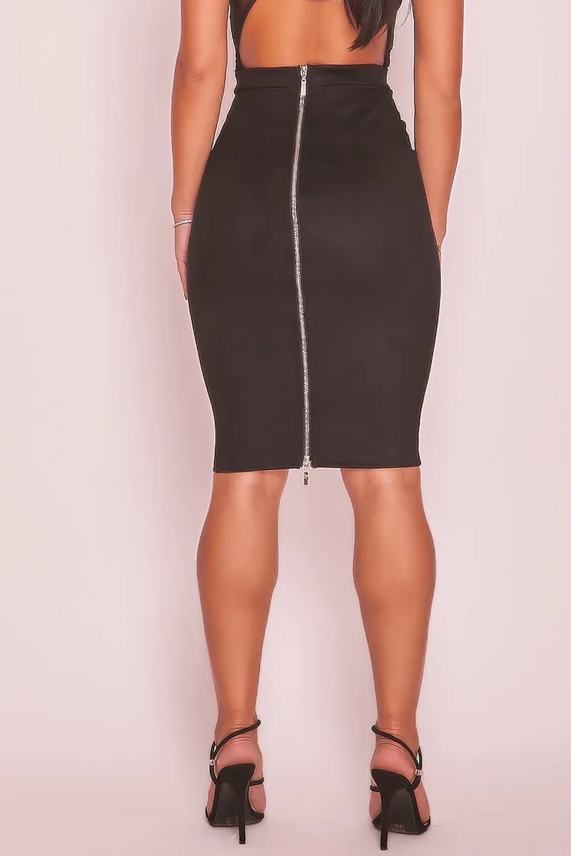 Black Suede Midi Skirt