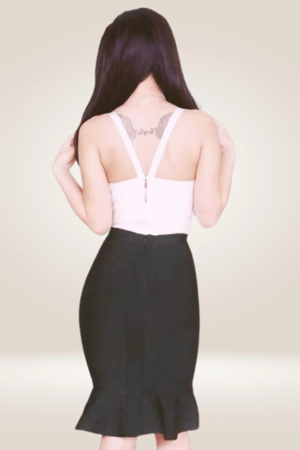 Bodycon Mermaid Black Midi Skirt