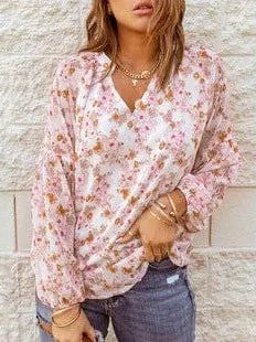 Bohemian Embroidered Deep V-Neck Short-Sleeved Top For Women - Loose Fit Shirt 252142