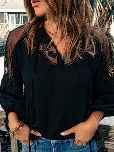 Bohemian Embroidered Deep V-Neck Short-Sleeved Top For Women - Loose Fit Shirt 252142