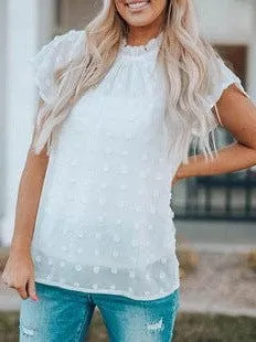 Bohemian Embroidered Deep V-Neck Short-Sleeved Top For Women - Loose Fit Shirt 252142