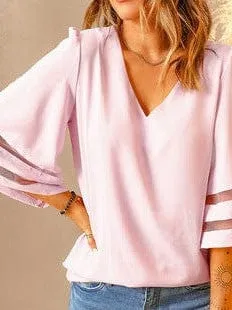 Bohemian Embroidered Deep V-Neck Short-Sleeved Top For Women - Loose Fit Shirt 252142