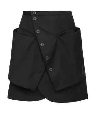 Irregular Pockets Button Mini Skirt
