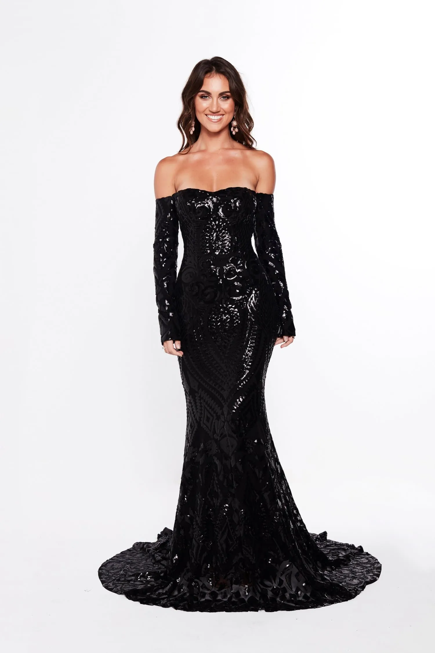 Isidora Sequin Gown - Black