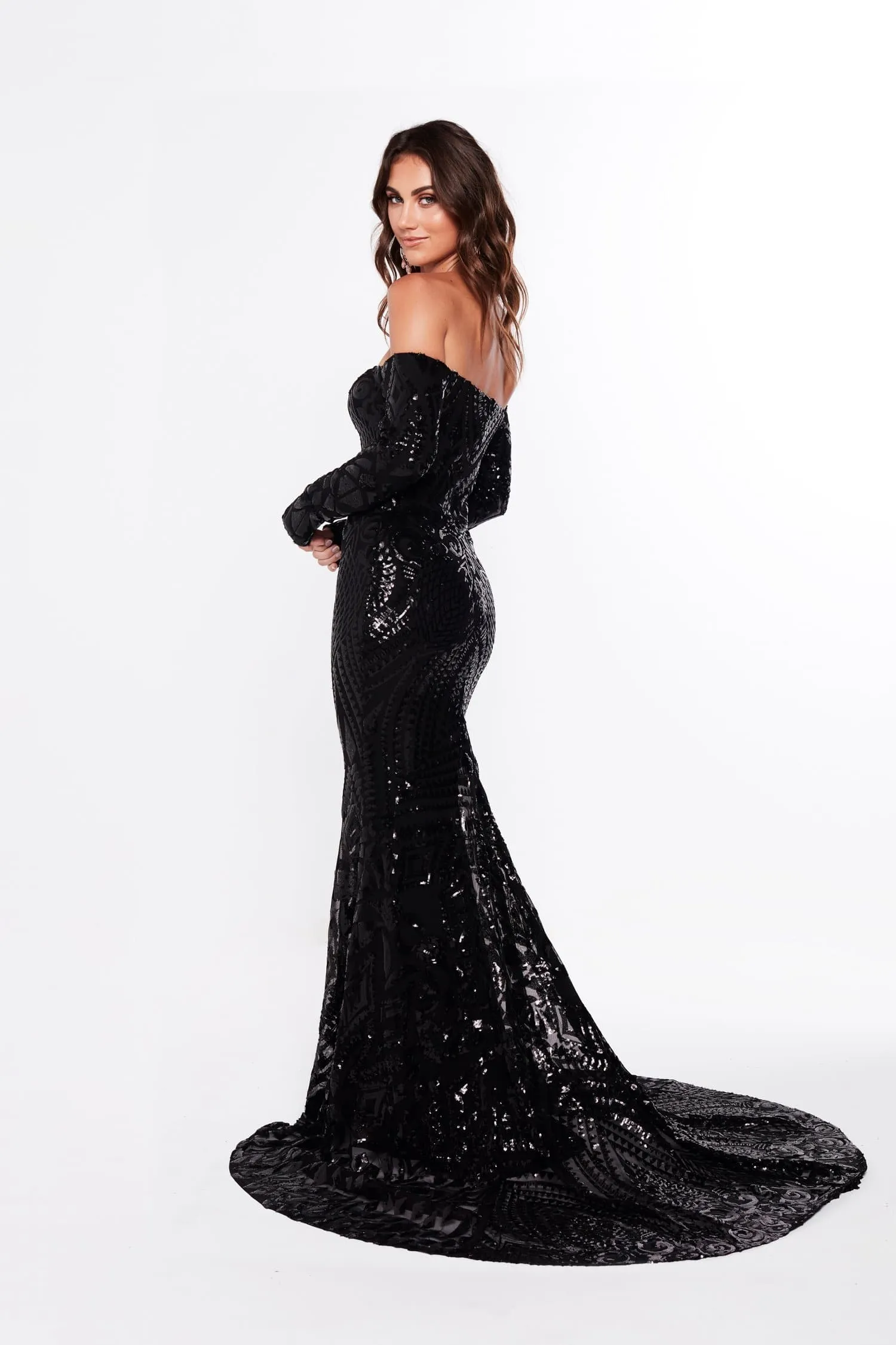 Isidora Sequin Gown - Black