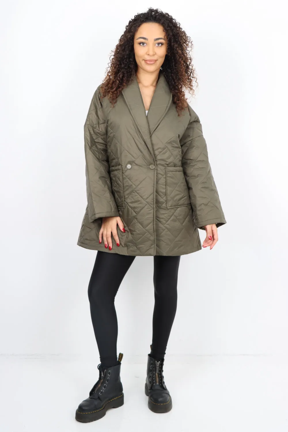 Italian Leopard Lined Quilted Padded Front Pockets  Jacket