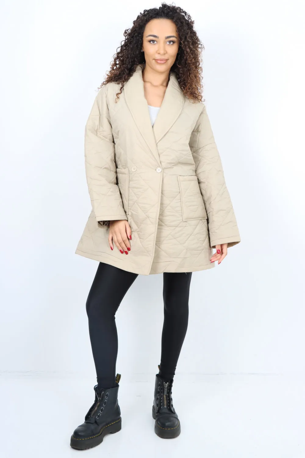 Italian Leopard Lined Quilted Padded Front Pockets  Jacket