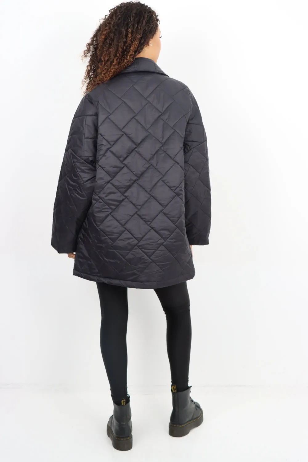 Italian Leopard Lined Quilted Padded Front Pockets  Jacket