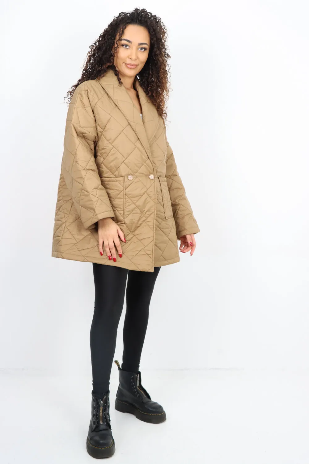 Italian Leopard Lined Quilted Padded Front Pockets  Jacket