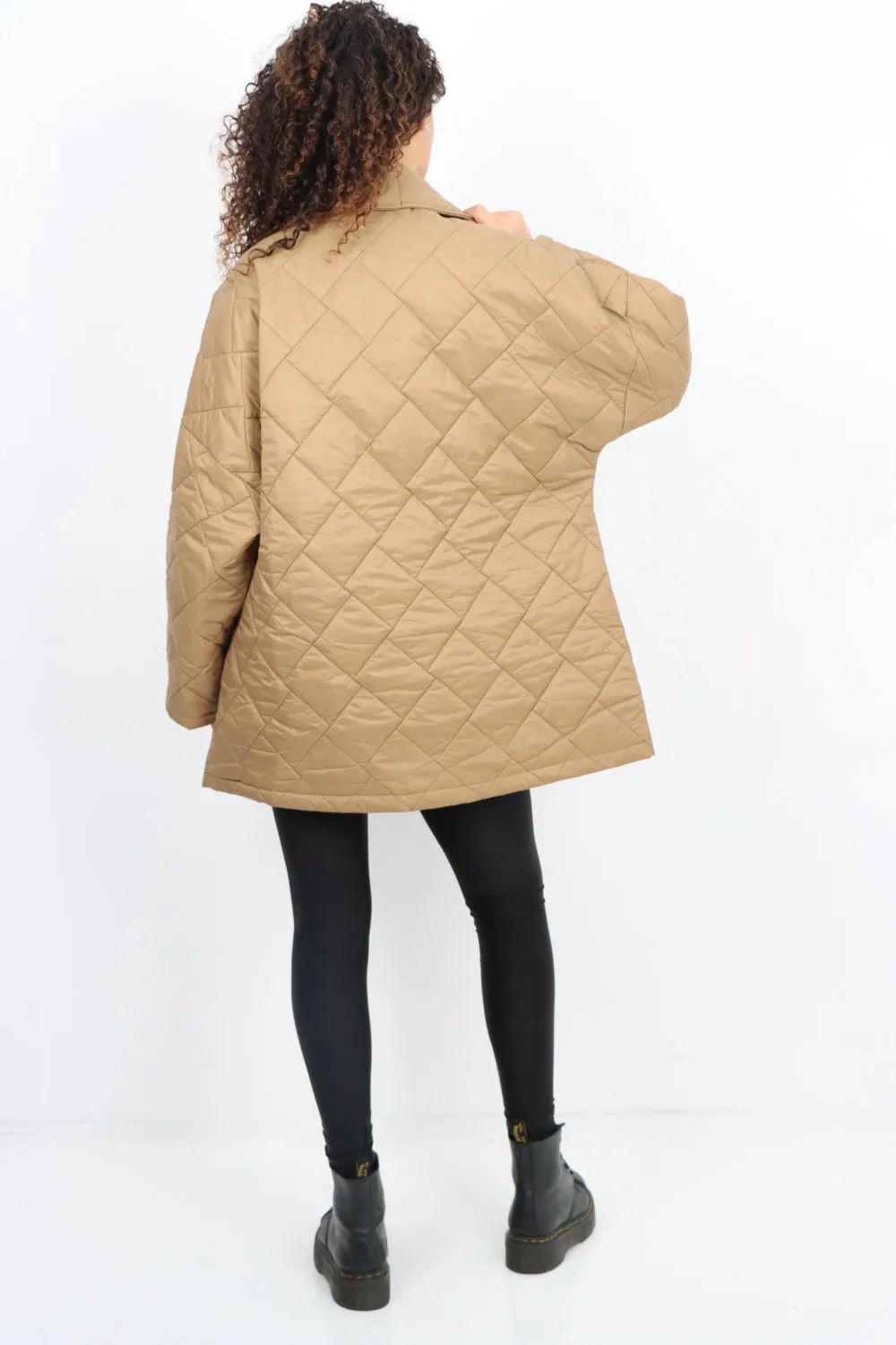 Italian Leopard Lined Quilted Padded Front Pockets  Jacket