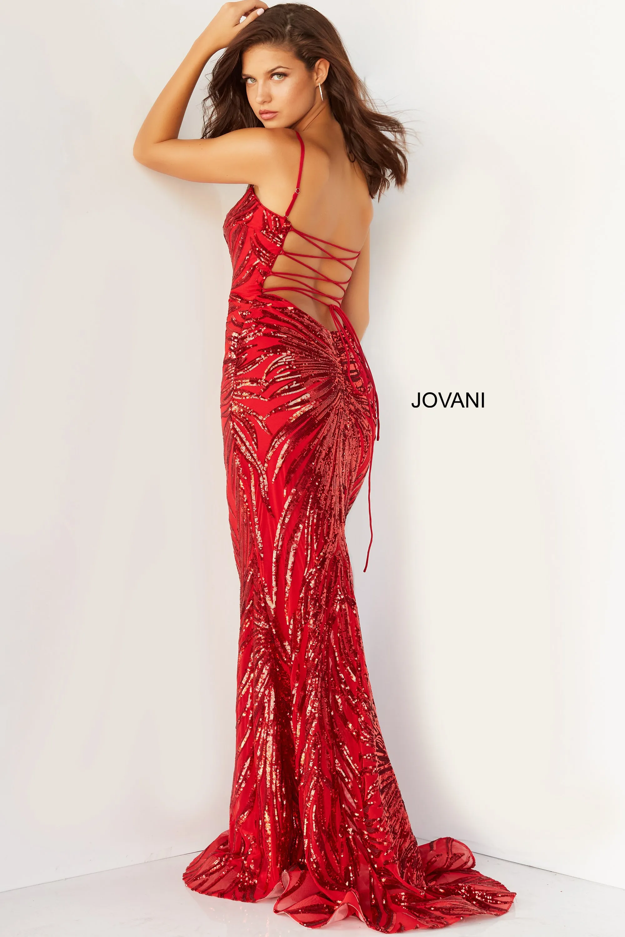 Jovani 08481 Long Straight Sequin Sweetheart Neckline Prom Pageant Gown