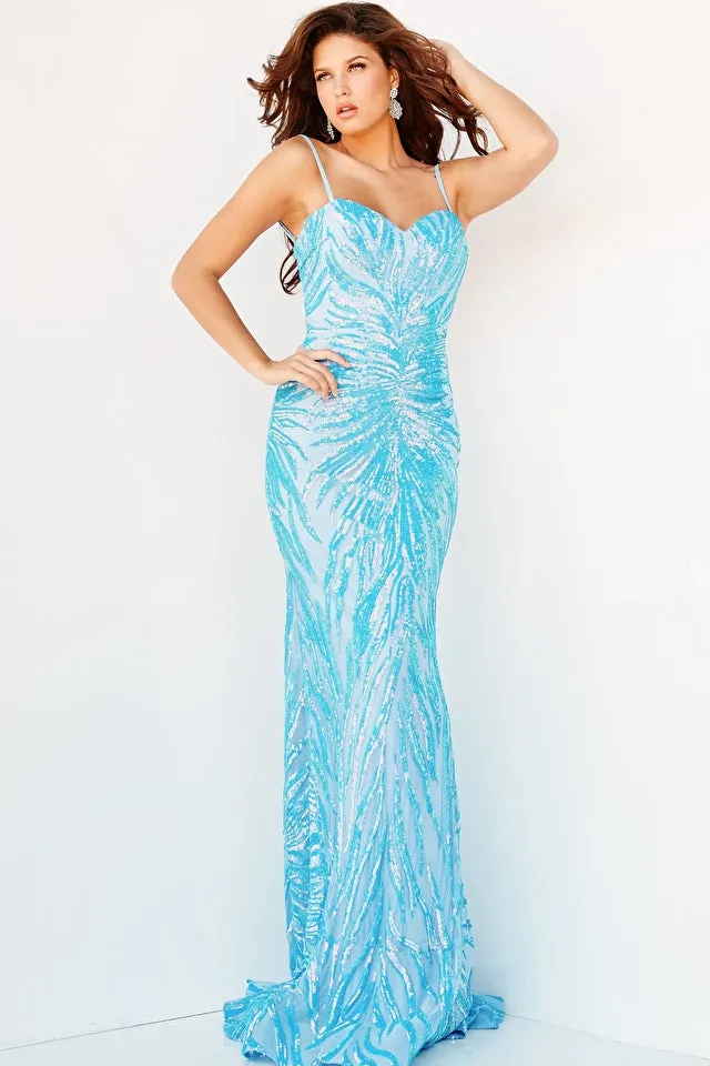 Jovani 08481 Long Straight Sequin Sweetheart Neckline Prom Pageant Gown