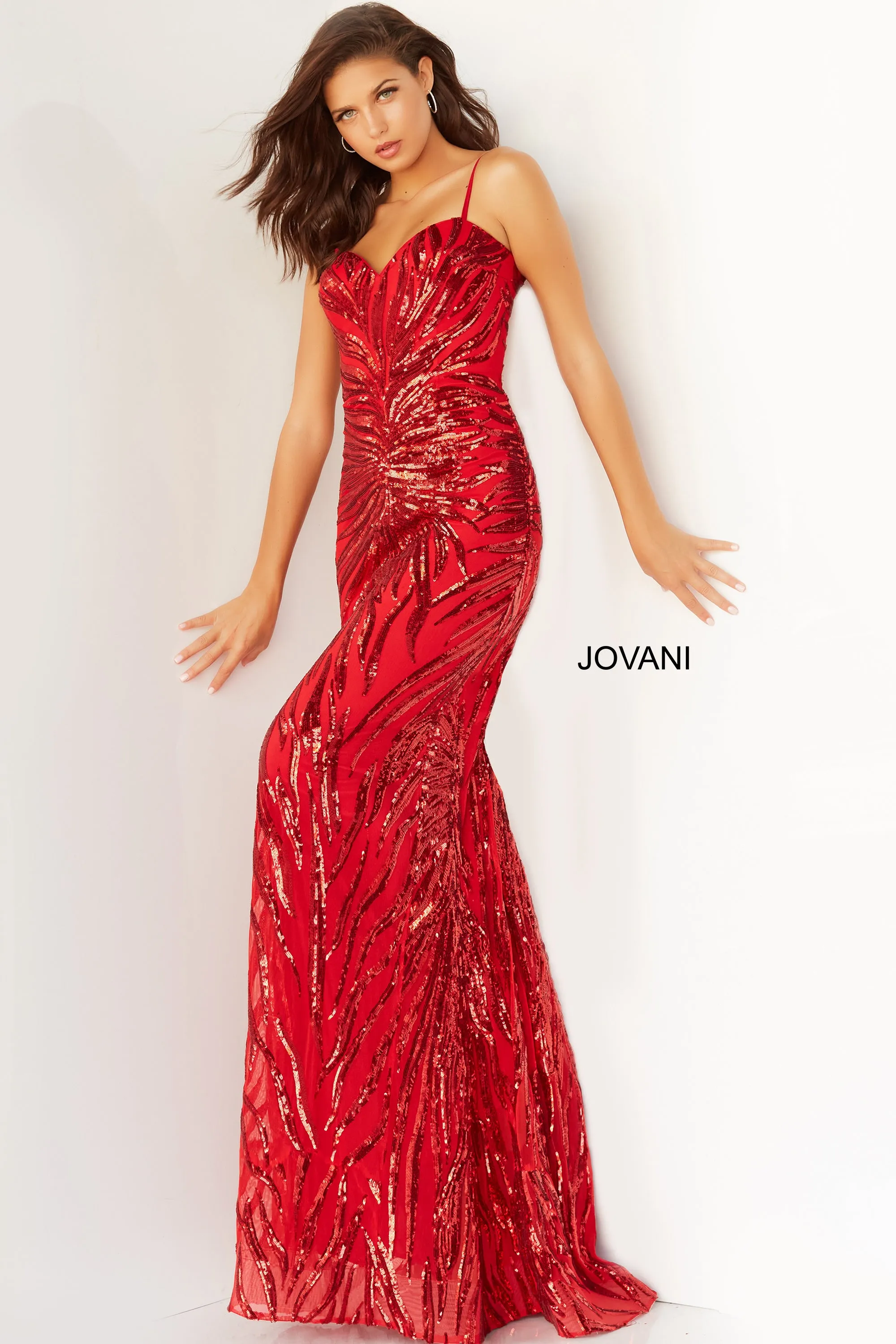 Jovani 08481 Long Straight Sequin Sweetheart Neckline Prom Pageant Gown