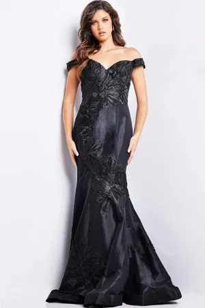 JOVANI - 23928 - Black Floral Mermaid Evening Dress