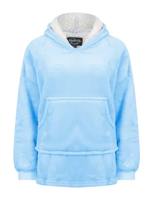 Kids Snuggling Soft Fleece Borg Lined Oversized Hooded Blanket with Pocket in Blue Bell - Tokyo Laundry Kids (4-12yrs)