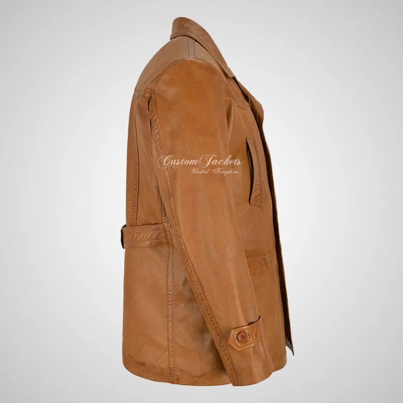 KRIEGSMARINE Mens Leather Pea Coat Soft German Military Leather Jacket