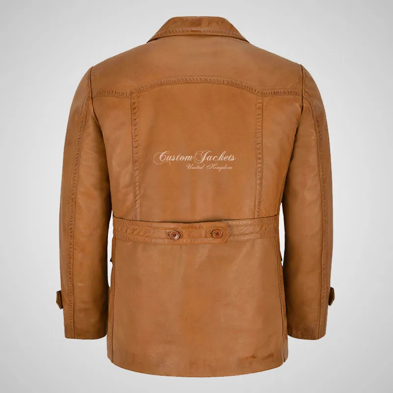 KRIEGSMARINE Mens Leather Pea Coat Soft German Military Leather Jacket