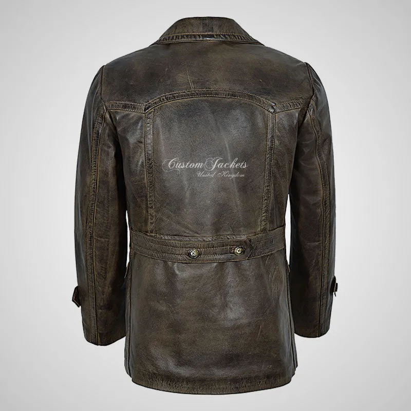 KRIEGSMARINE Mens Leather Pea Coat Soft German Military Leather Jacket