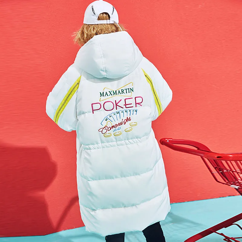 MAXMARTIN WHITE OVERSIZE PUFFER COAT WITH LETTERS AND ZIP DETAIL M85084R041