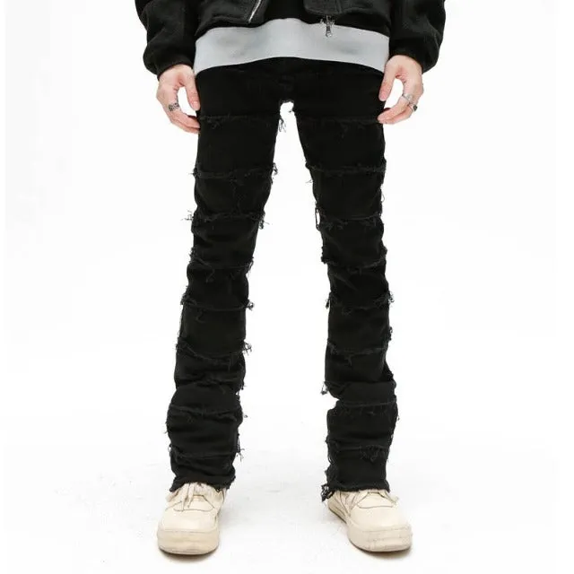 Men's Frayed Destruction Waxed Jeans
