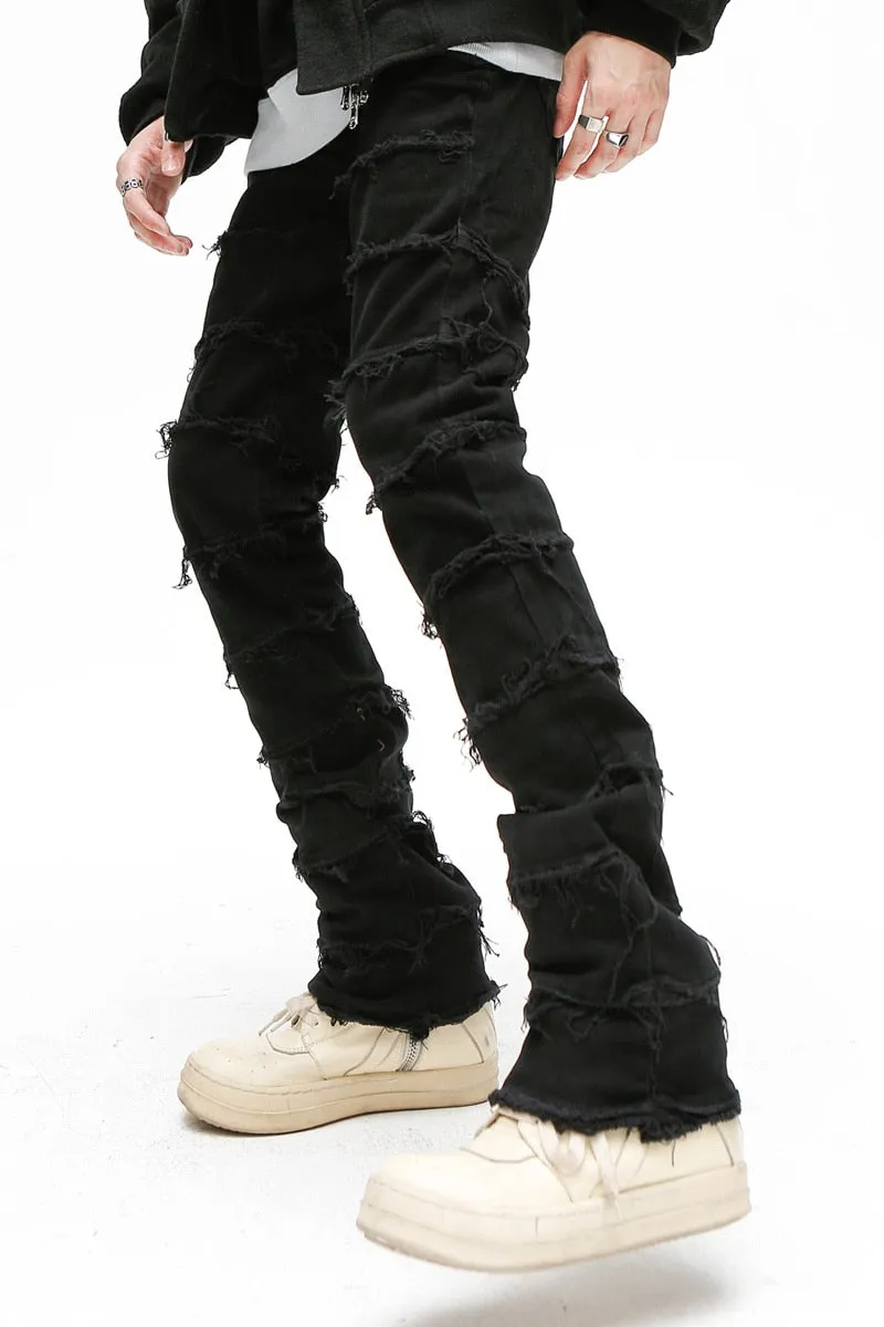 Men's Frayed Destruction Waxed Jeans