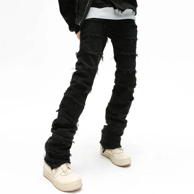 Men's Frayed Destruction Waxed Jeans