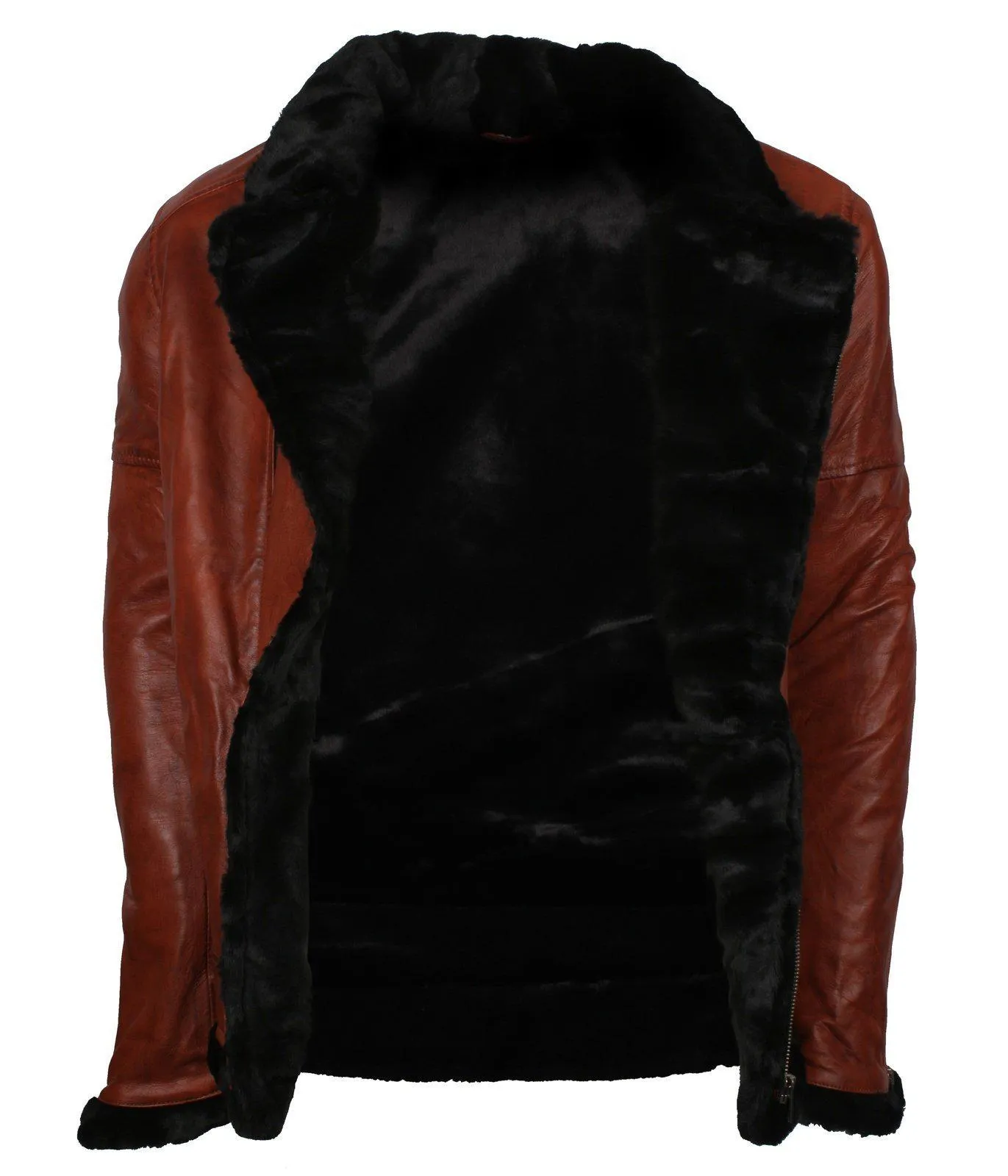 Men's Winter Brown Brando Genuine Leather Fur Lining Jacket