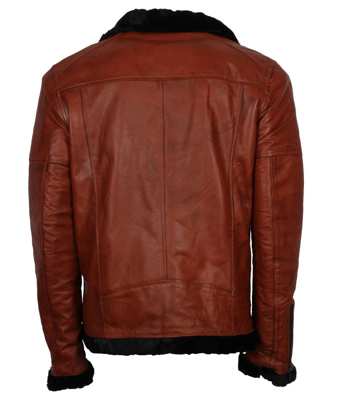 Men's Winter Brown Brando Genuine Leather Fur Lining Jacket