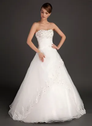 Mina Beading Ruffle With Organza Floor-Length Ball-Gown/Princess Wedding Dresses Sweetheart Lace Wedding Dress Satin