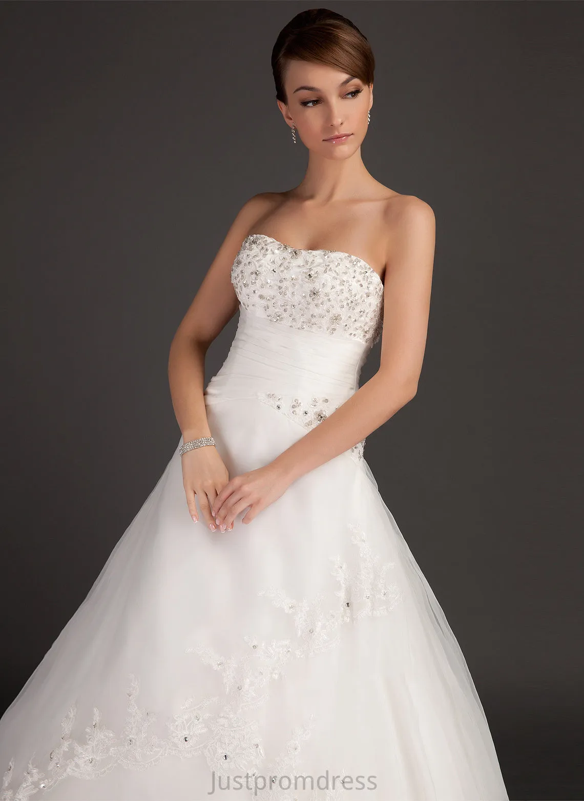 Mina Beading Ruffle With Organza Floor-Length Ball-Gown/Princess Wedding Dresses Sweetheart Lace Wedding Dress Satin