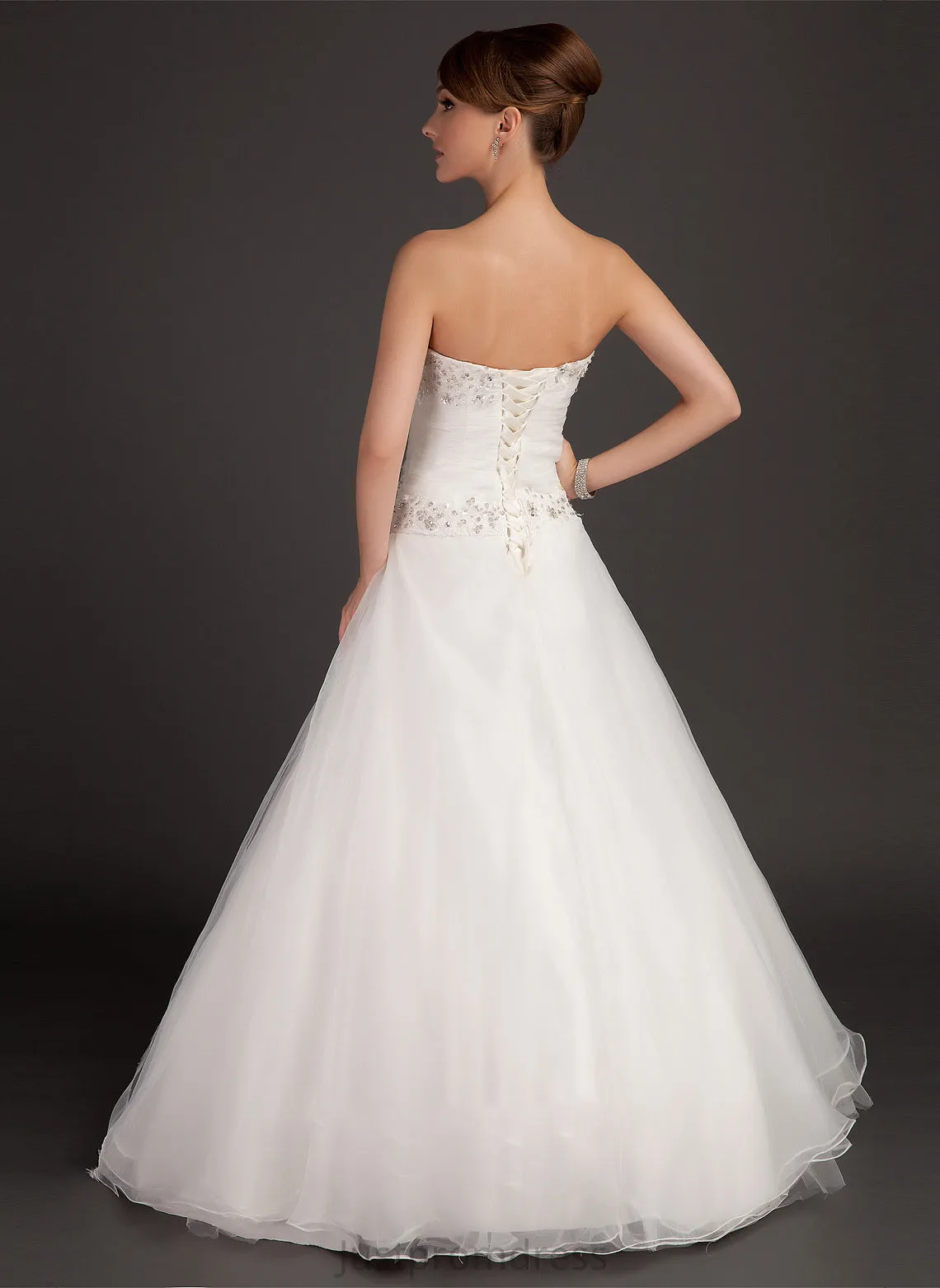 Mina Beading Ruffle With Organza Floor-Length Ball-Gown/Princess Wedding Dresses Sweetheart Lace Wedding Dress Satin