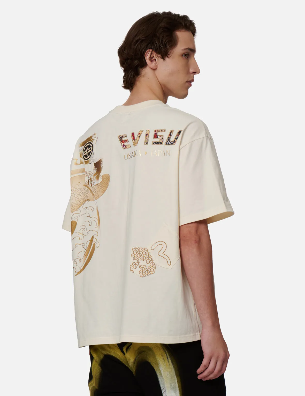 Multi-Pocket Foil-Print T-Shirt
