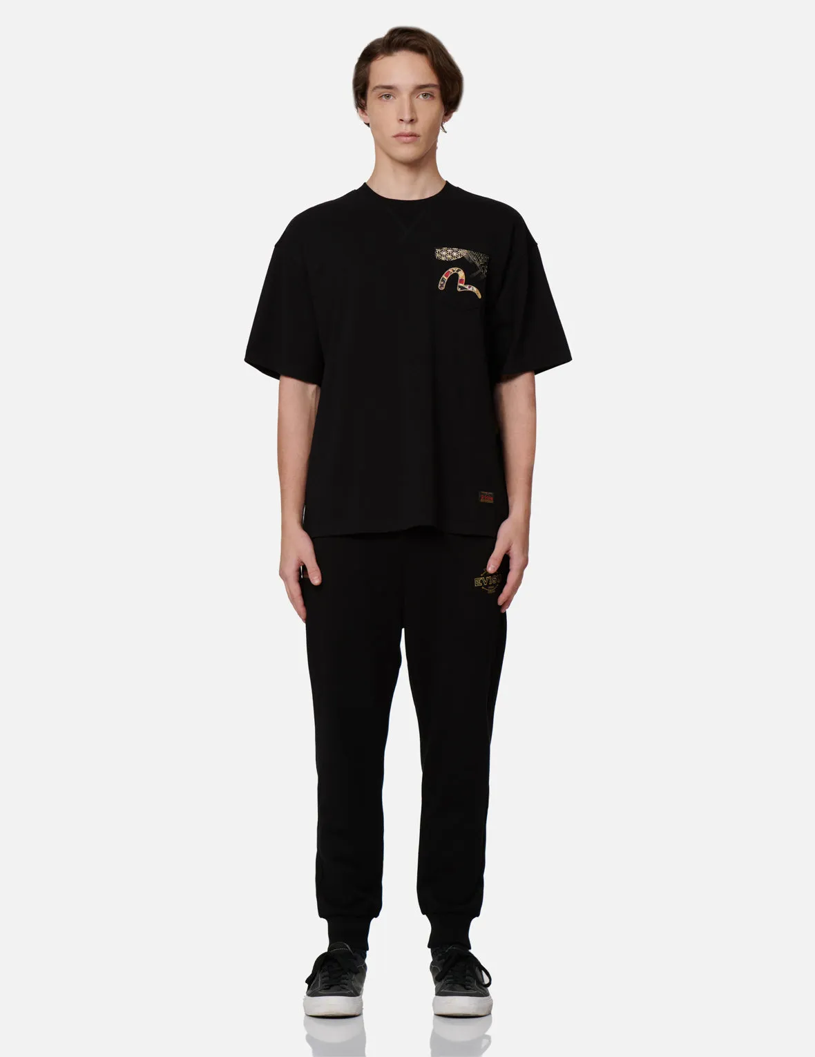 Multi-Pocket Foil-Print T-Shirt