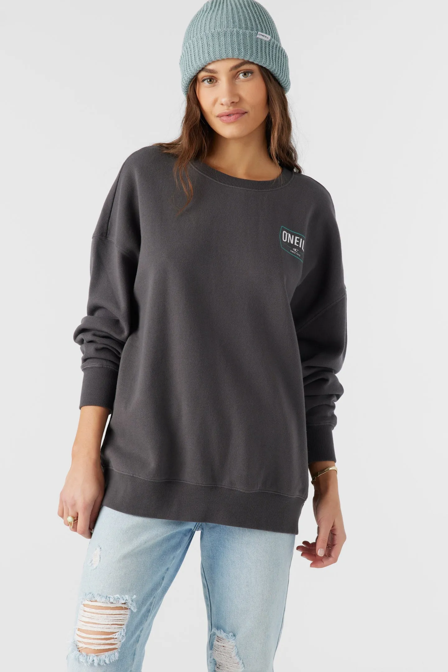 Oneill CHOICE CREWNECK OVERSIZED-FIT FLEECE PULLOVER - WASHED BLACK