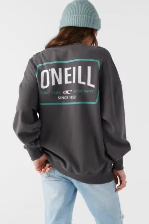 Oneill CHOICE CREWNECK OVERSIZED-FIT FLEECE PULLOVER - WASHED BLACK