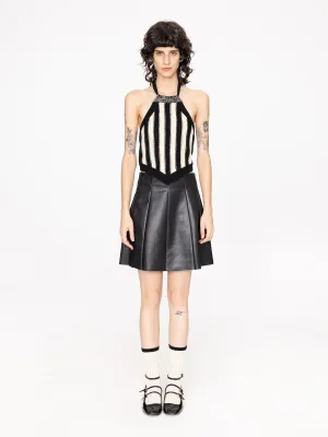 Pleated Faux Leather Skirt