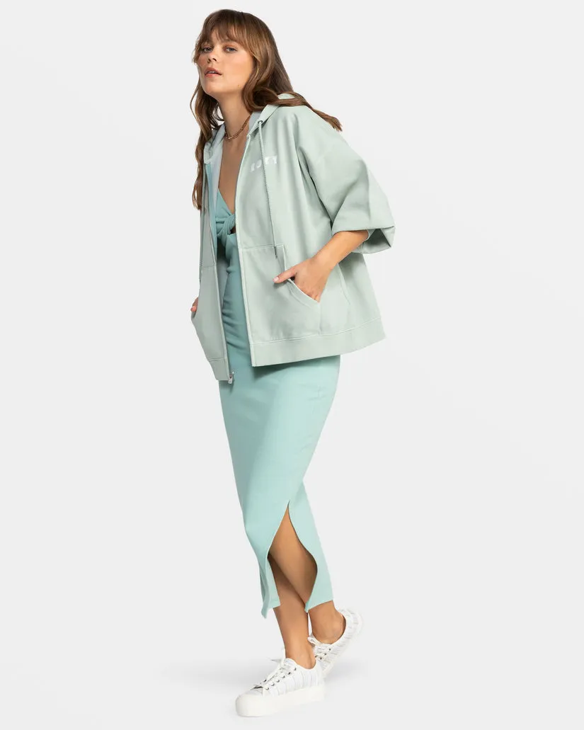 Roxy Lineup Oversize Zip Sweatshirt-Blue Surf