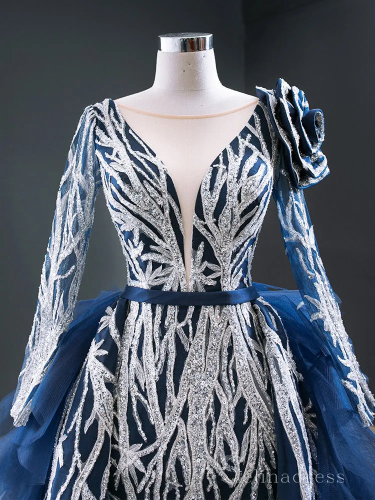 Selinadress Feature Mermaid Long Sleeve Luxury Prom Dress Evening Gowns DWH7079