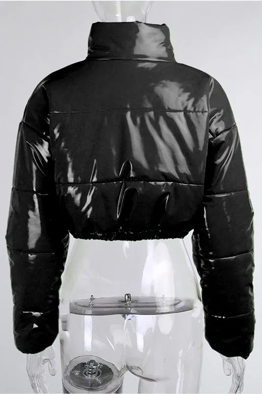 Shiny Puffer Crop Jacket