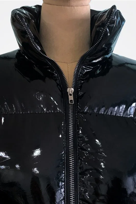 Shiny Puffer Crop Jacket