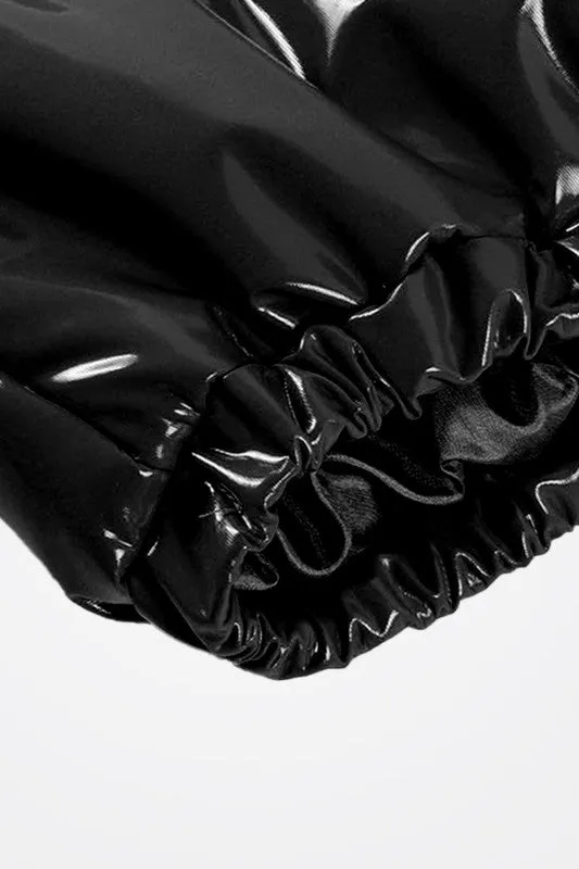 Shiny Puffer Crop Jacket