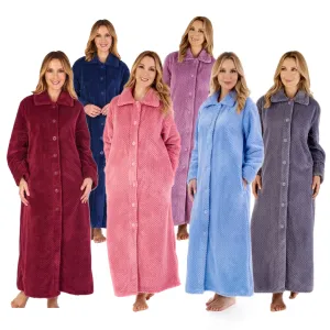 Slenderella Luxury Waffle Fleece Full Button Front Dressing Gown 52"