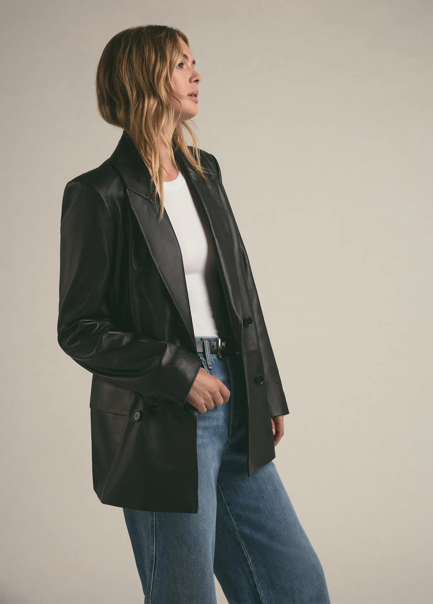 THE AGNES LEATHER BLAZER