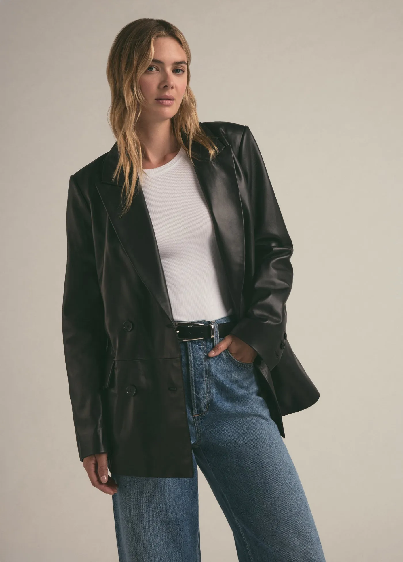 THE AGNES LEATHER BLAZER
