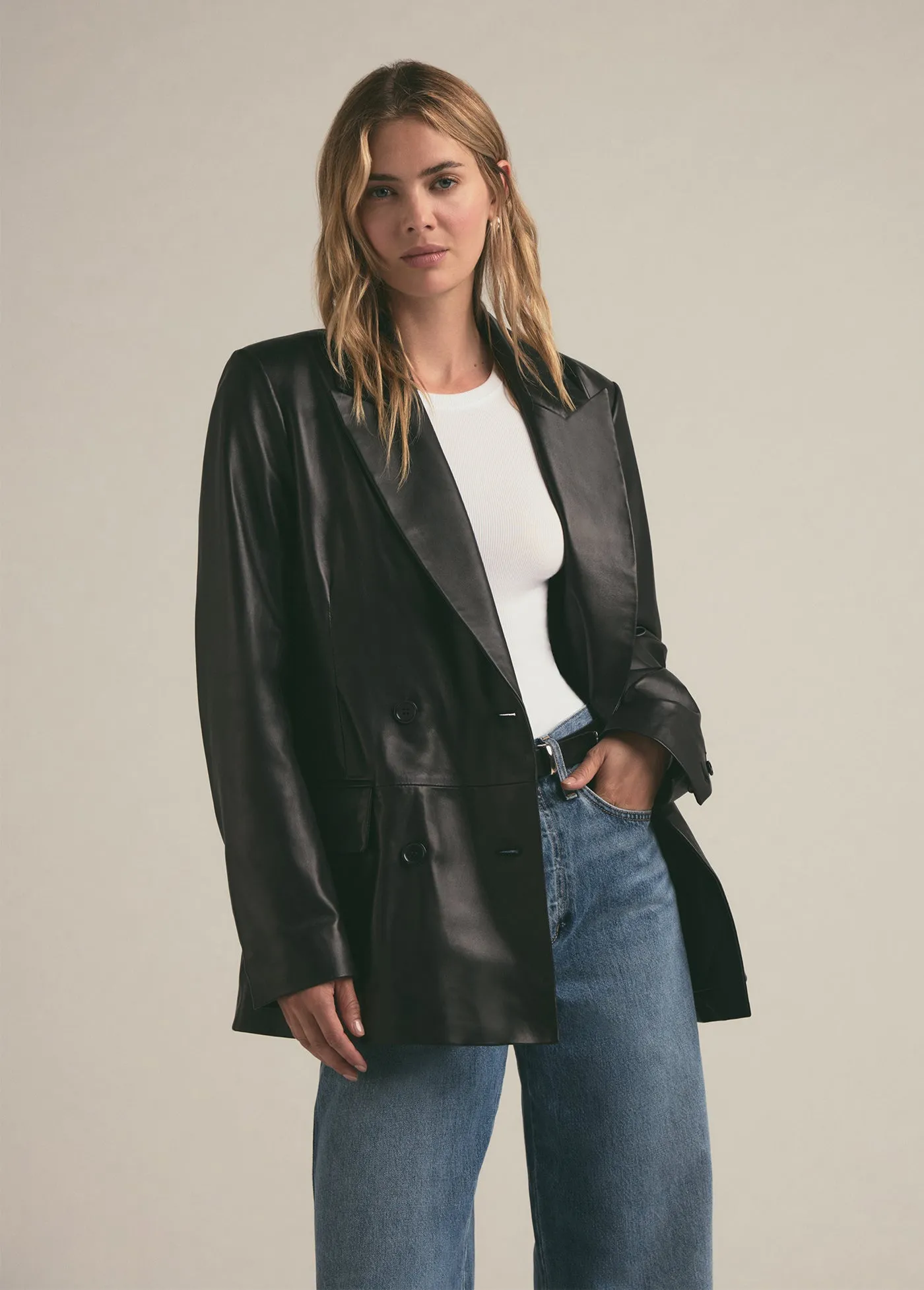 THE AGNES LEATHER BLAZER