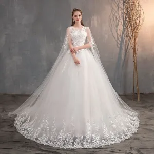 Wedding Dress Lace Ball Gown With Train White