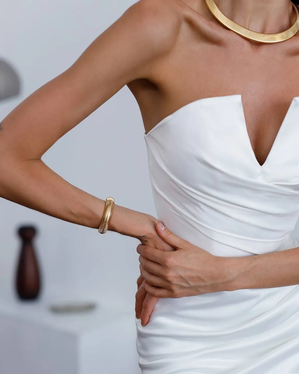 White midi dress "Crystal V"